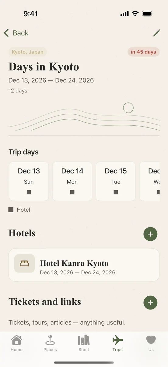 A trip planned day by day